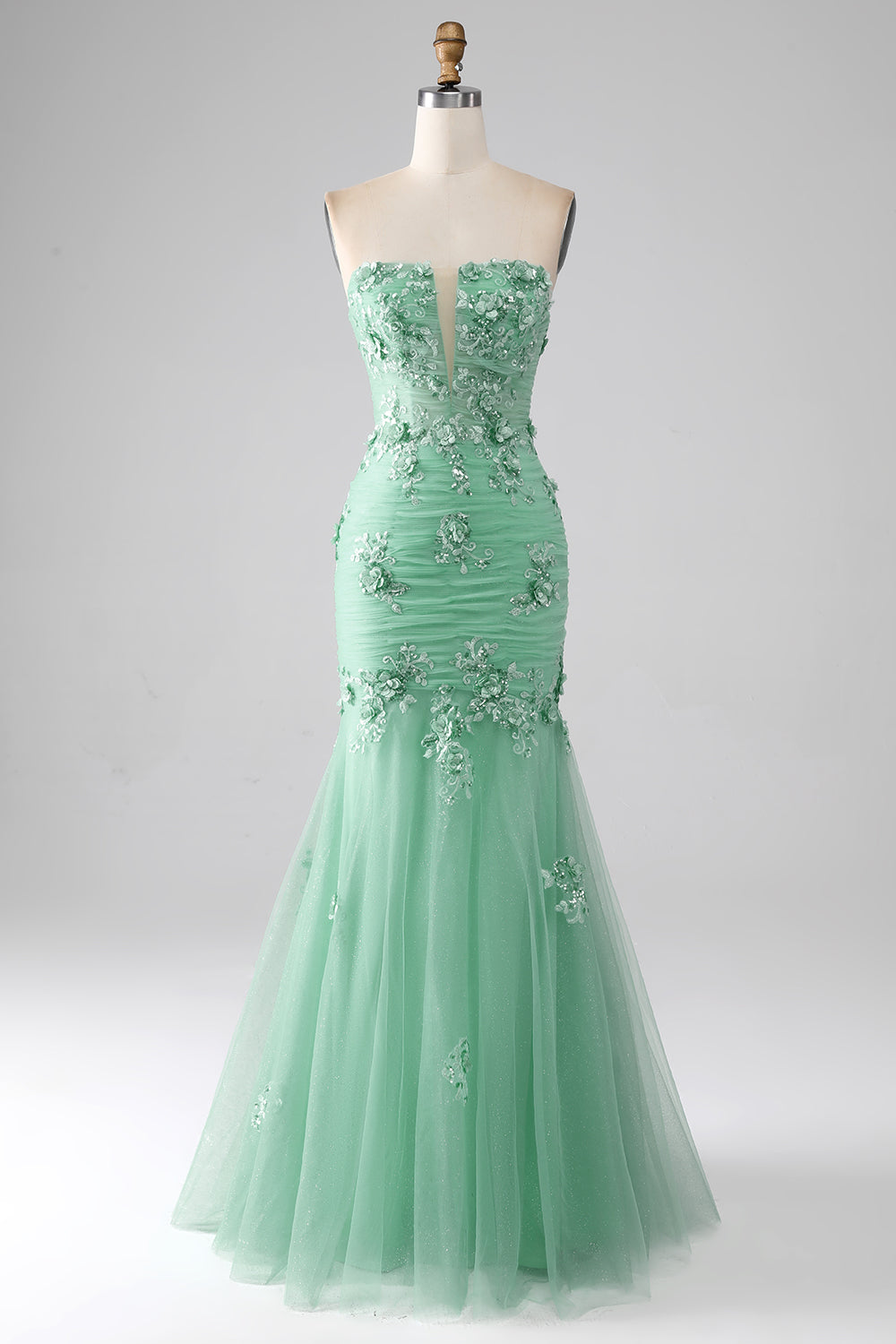 Green Mermaid Sweetheart Long Prom Dress with Appliques