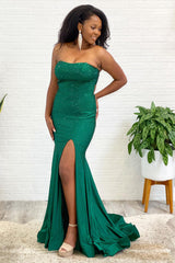 Sparkly Dark Green Sequins Mermaid Long Prom Dress