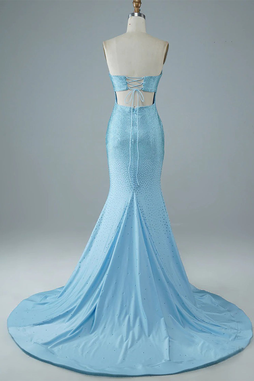 Blue Strapless Mermaid Prom Dress