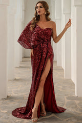 One Shoulder Sequins Prom Dress