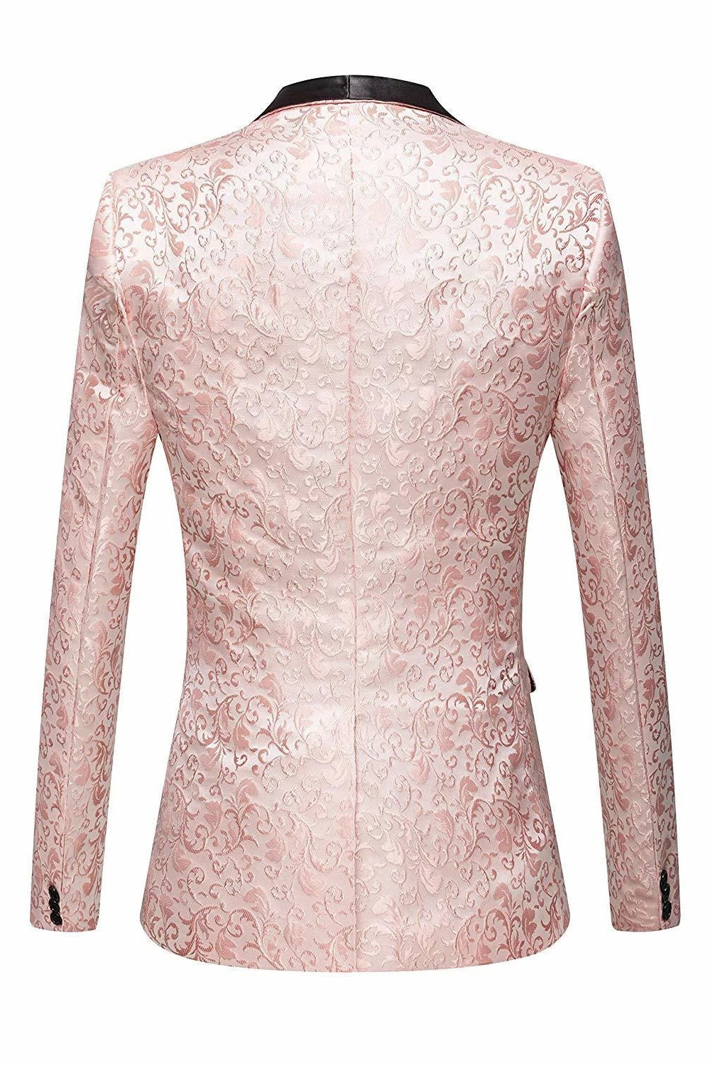 Charming Pink Shawl Lapel Jacquard Men's Blazer