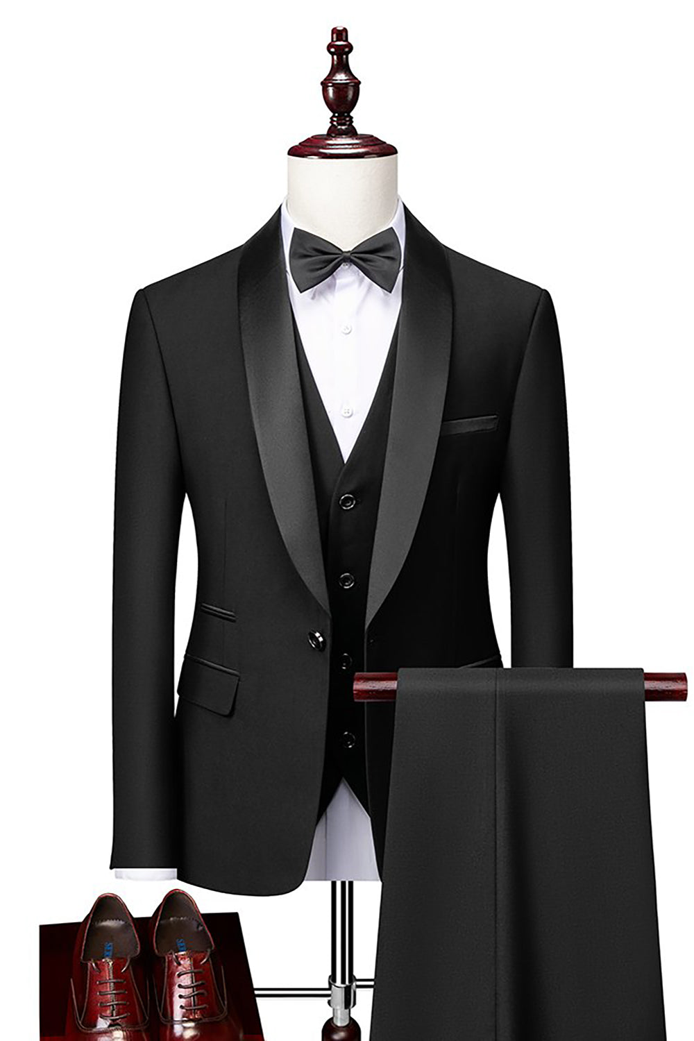 Timeless Grey Shawl Lapel Men's 3-Piece Suit