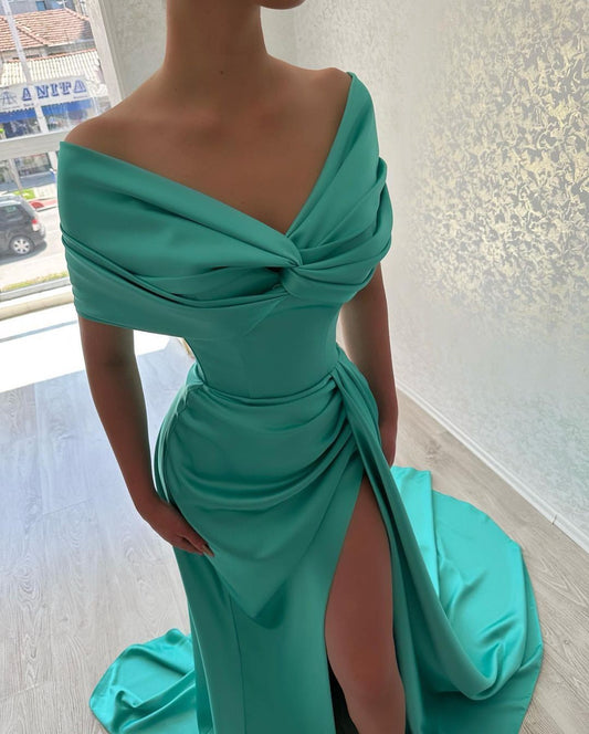 Elegant Long Off The Shoulder Prom Dress Long Slit