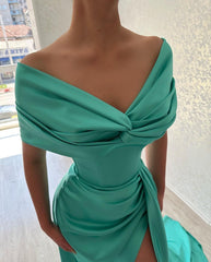 Elegant Long Off The Shoulder Prom Dress Long Slit