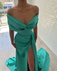 Elegant Long Off The Shoulder Prom Dress Long Slit