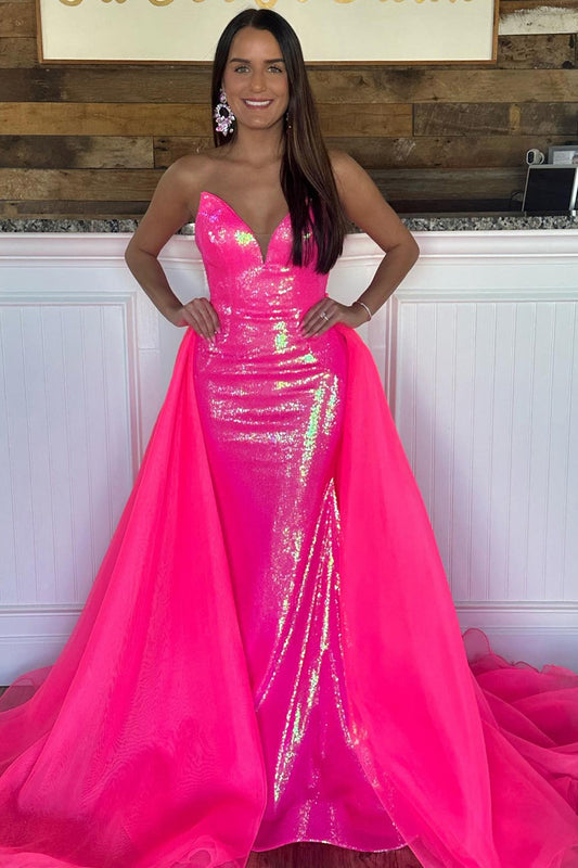 Sparkly Fuchsia Mermaid Long Prom Dress