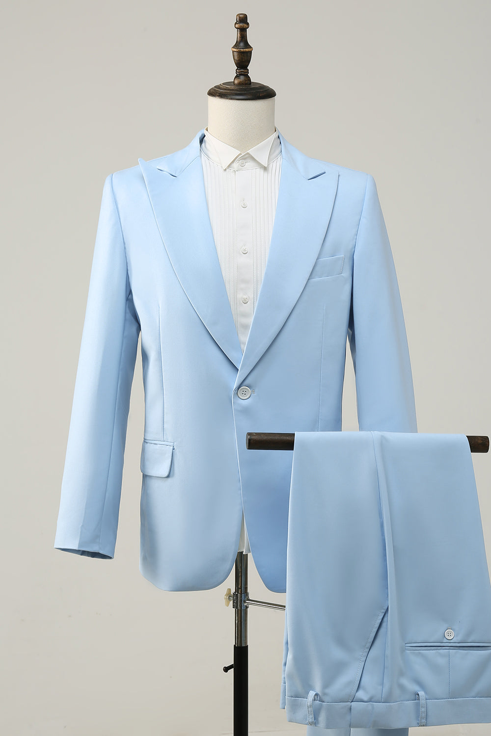 Trendy Light Blue Peak Lapel 2-Piece Men's Prom Suit