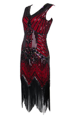 Red Glitter Fringe Flapper Dress