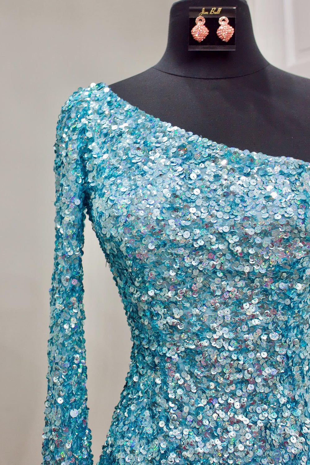 Blue Sequins Homecoming Dress with Sleeves