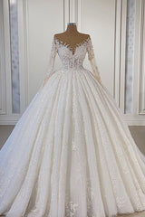 Gorgeous Long Sleeve Ball Gown Wedding Dress with Lace and Beading