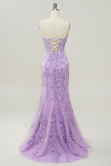 Purple Sweetheart Mermaid Prom Dress With Appliques