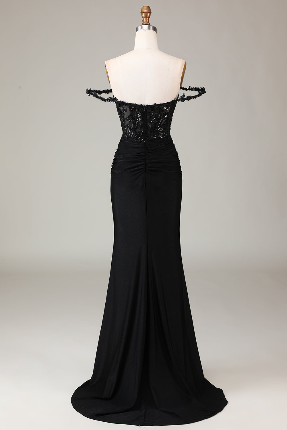 Black Mermaid Corset Long Prom Dress With Appliques