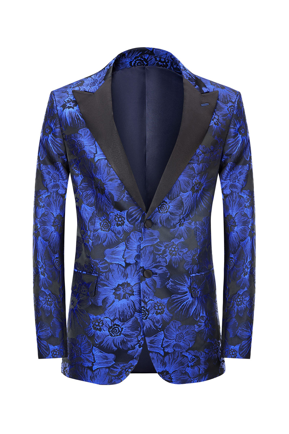 Elegant Peak Lapel Jacquard Royal Blue Single-Breasted Men's Prom Blazer