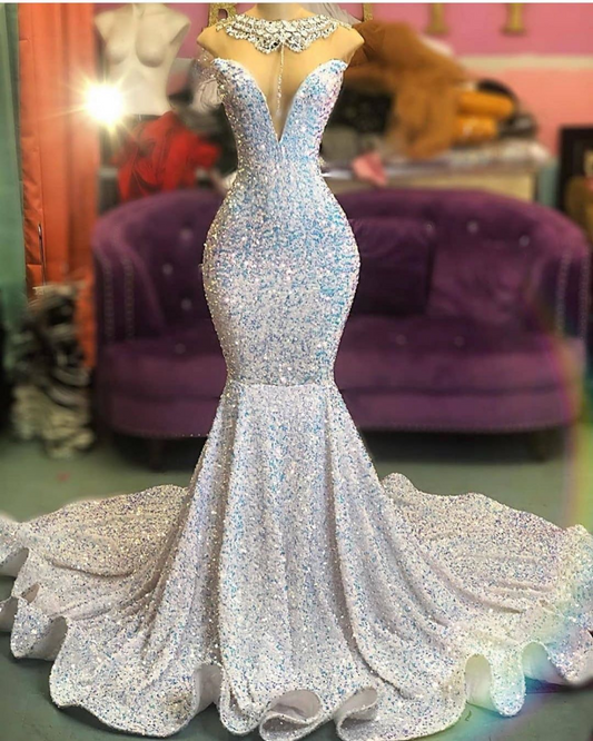 Glamorous Sequins Mermaid Long Prom Dress