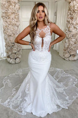 Lace Mermaid Wedding Dress Appliques Tulle Wedding Dress