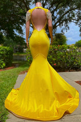 Mermaid Jewel Beading Applique Floor Length Sleeveless Open Back Prom Dress