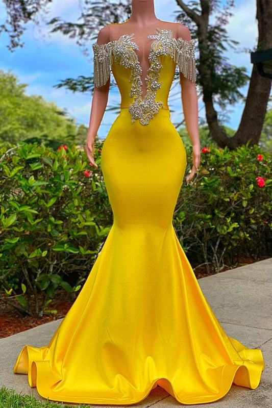 Mermaid Jewel Beading Applique Floor Length Sleeveless Open Back Prom Dress