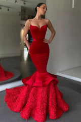 Mermaid Spaghetti Strap Sweetheart Floor Length Sleeveless Prom Dress