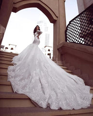 Mermaid Off The Shoulder Wedding Dress Lace Appliques Bridal Dress