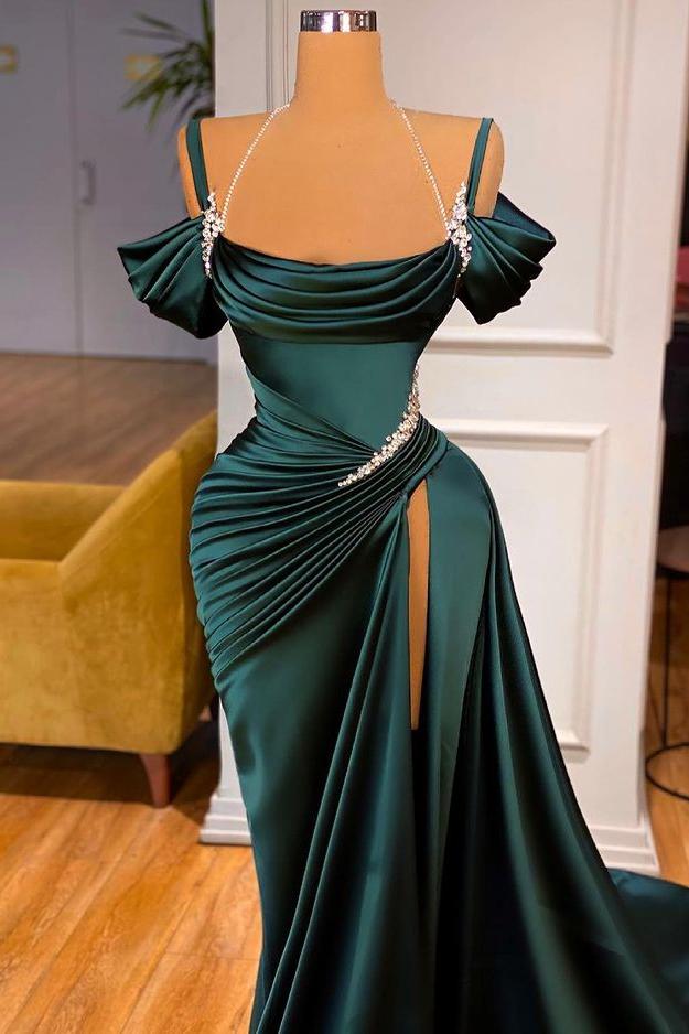 Stunning Off The Shoulder Mermaid Prom Dress Ruffles With High Split