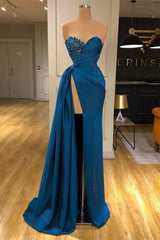 Sweetheart Lace Appliques Prom Dress Long With Split